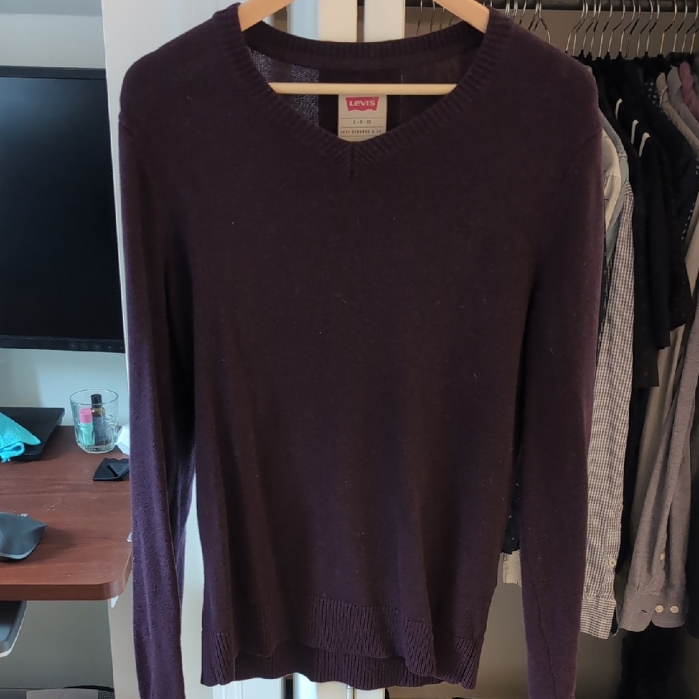 Levi's Men's V-Neck Sweater in Rich Purple